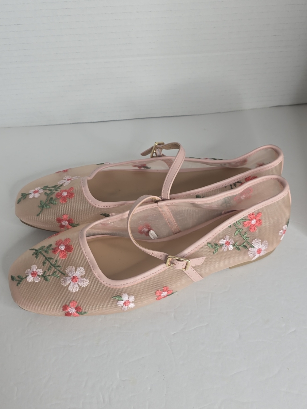 Women's Elsa Floral Mesh Mary Jane Flats Wild Fable Size 9 - Picture 3 of 8